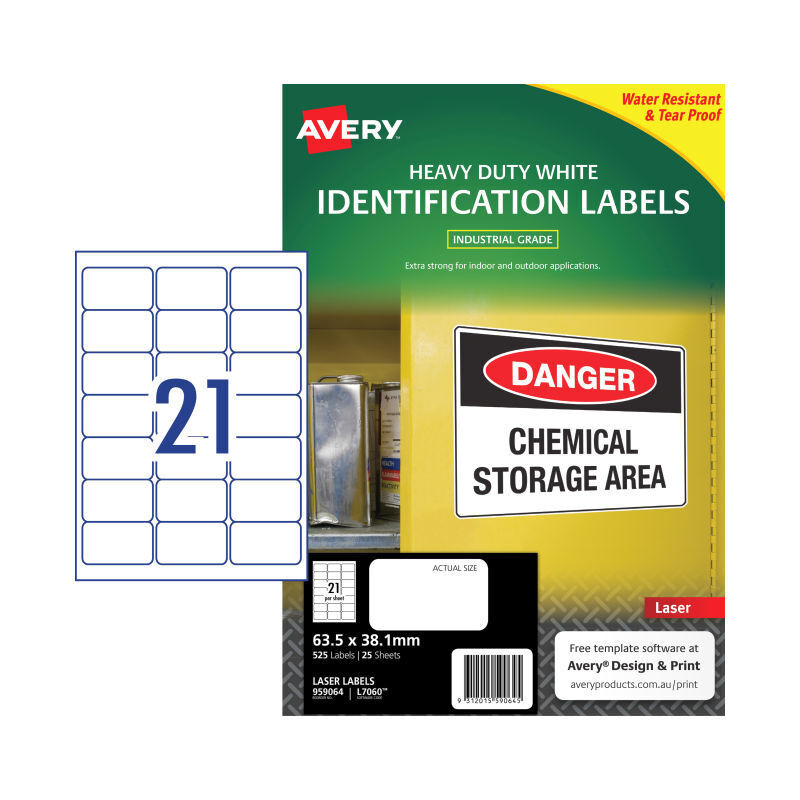 Avery Heavy Duty Laser Labels L7060 - Pallet & Shipping 21Up Avery