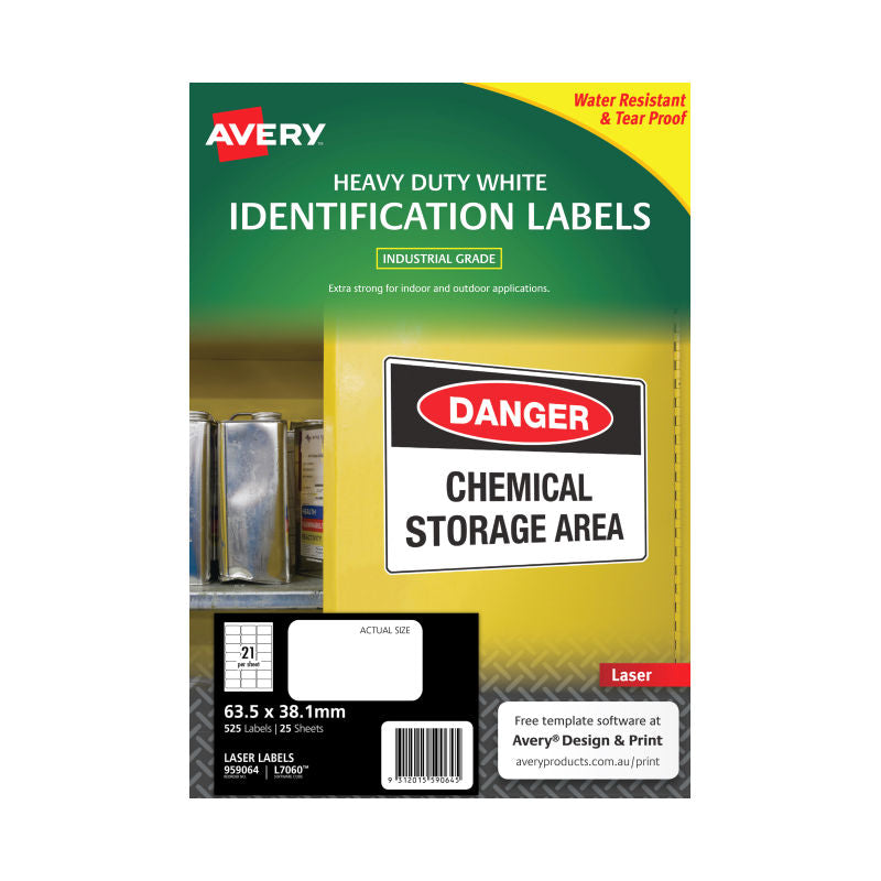Avery Heavy Duty Laser Labels L7060 - Pallet & Shipping 21Up Avery