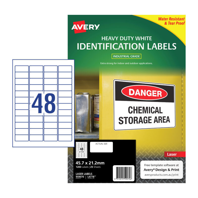 Avery L4778 Heavy Duty White Laser Labels - Ideal for Pallets Avery