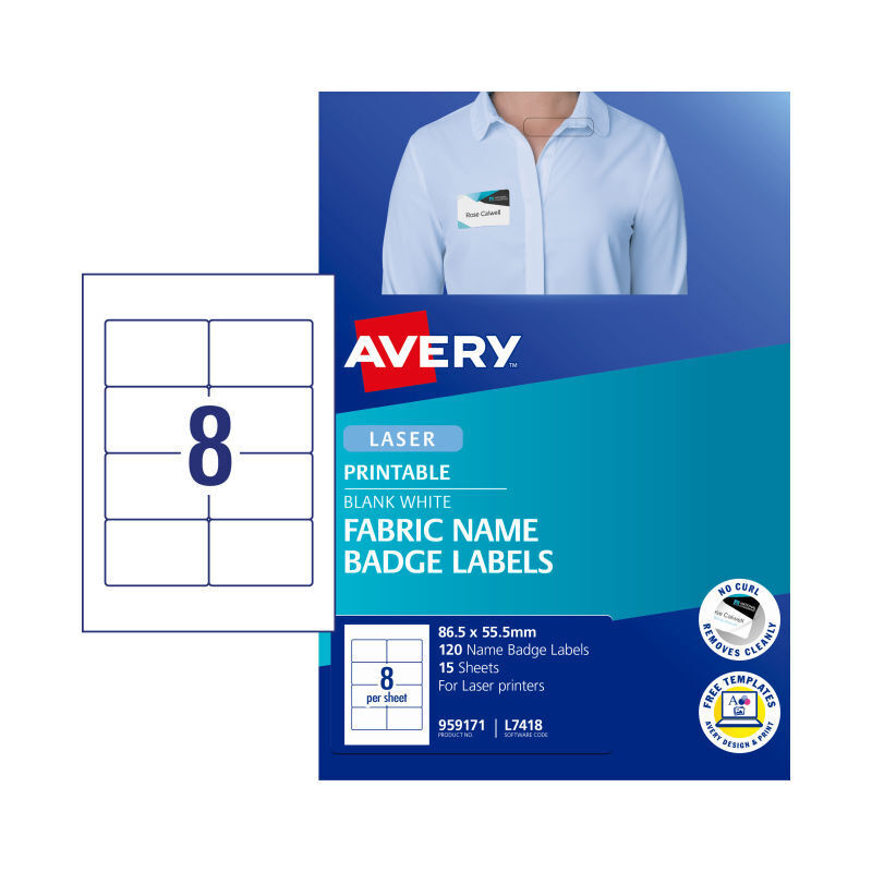 Avery L7418 Fabric Laser Name Badges Avery