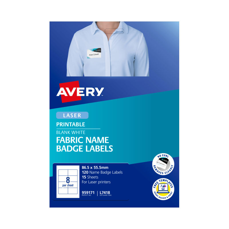 Avery L7418 Fabric Laser Name Badges Avery