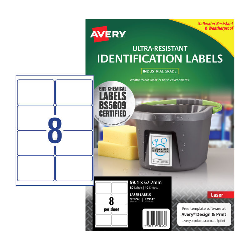 Avery L7914 Outdoor Laser Labels - Durable & Weatherproof Pk10 Avery