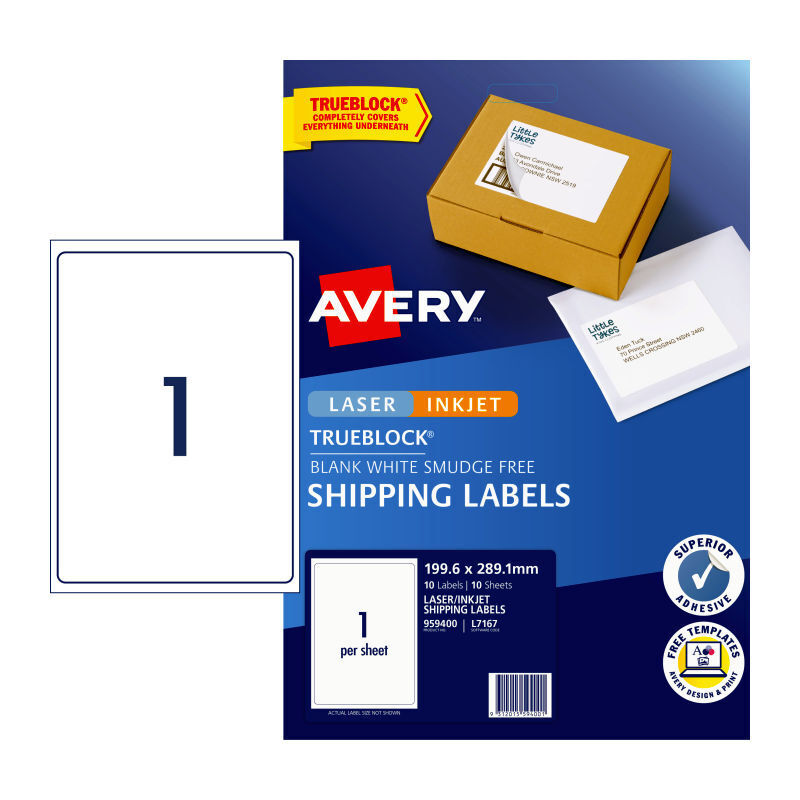 Avery TrueBlock Shipping Labels - Easy Online Selling (10 Pack) Avery