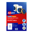 Avery Removable Matt Round Labels L7104 60mm 12-Up Pack 10 Avery