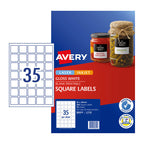 Avery L7119 Square Gloss White Labels 35x35mm - Pk350 Avery