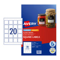 Avery L7124 Gloss Square Permanent Labels - 45x45mm, 10 Sheets Avery