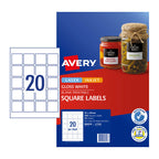 Avery L7124 Gloss Square Permanent Labels - 45x45mm, 10 Sheets Avery