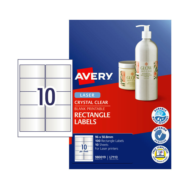 Avery Clear Laser Labels L7113 - Waterproof Product & Packaging Labels Avery