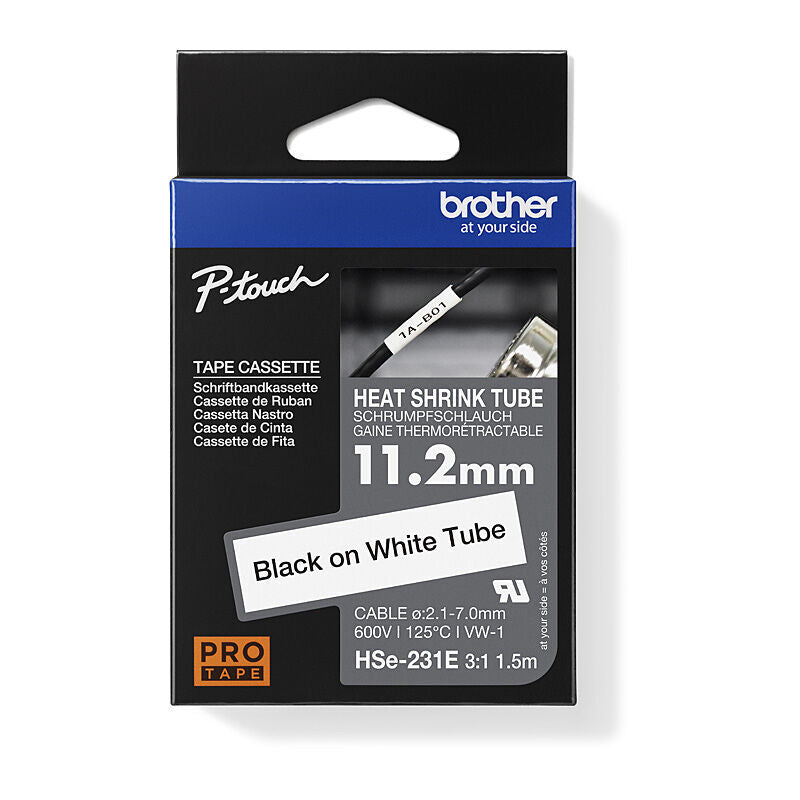 Brother HSe231E Labelling Tape - Black/White