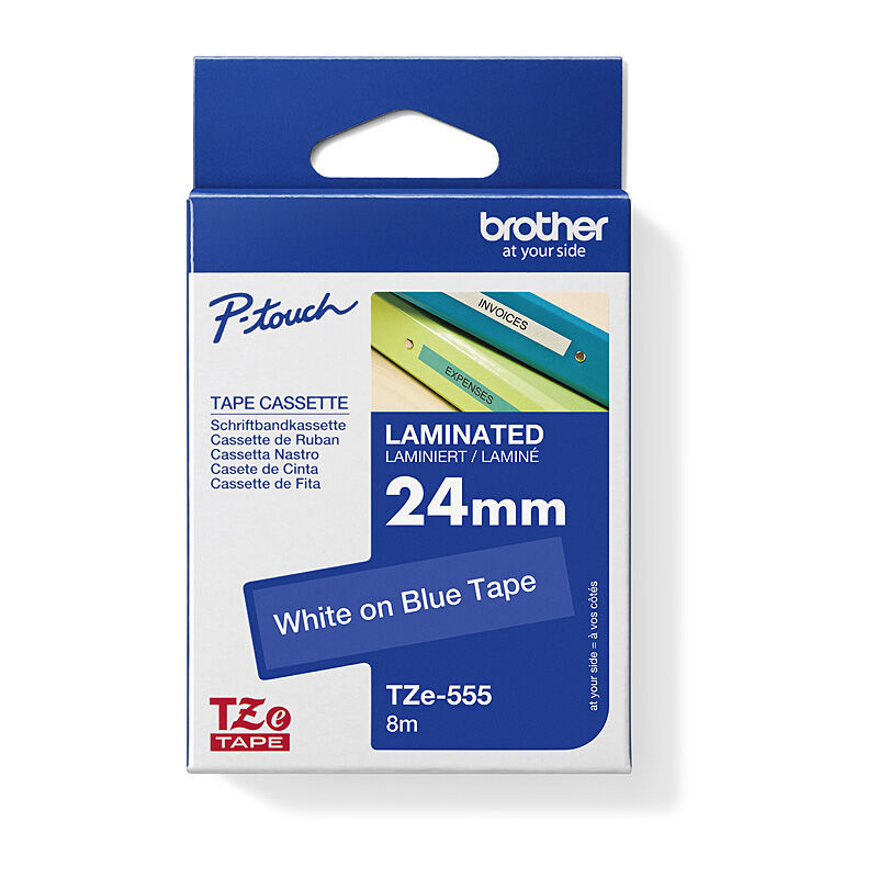 Brother 24mm White on Blue P-touch Label Tape 