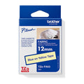 Brother TZE-FA63 12mm Blue on Yellow Iron-On Fabric Label Tape 