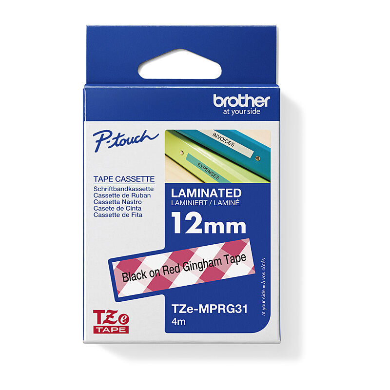 Brother TZe-MPRG31 Red Gingham Pattern Label Tape 12mm x 4m 