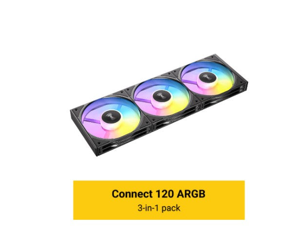 C120 ARGB 120mm PWM Fans 3-Pack - Easy Connect PC Cooling Kit