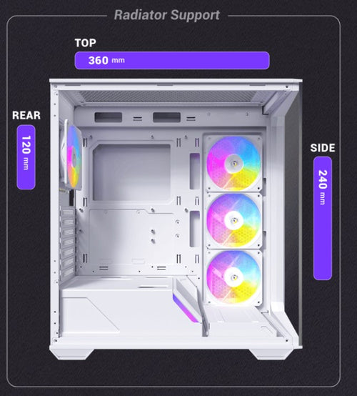 Antec C3 ARGB White ATX Gaming PC Case - 270° View, 4 ARGB Fans Antec