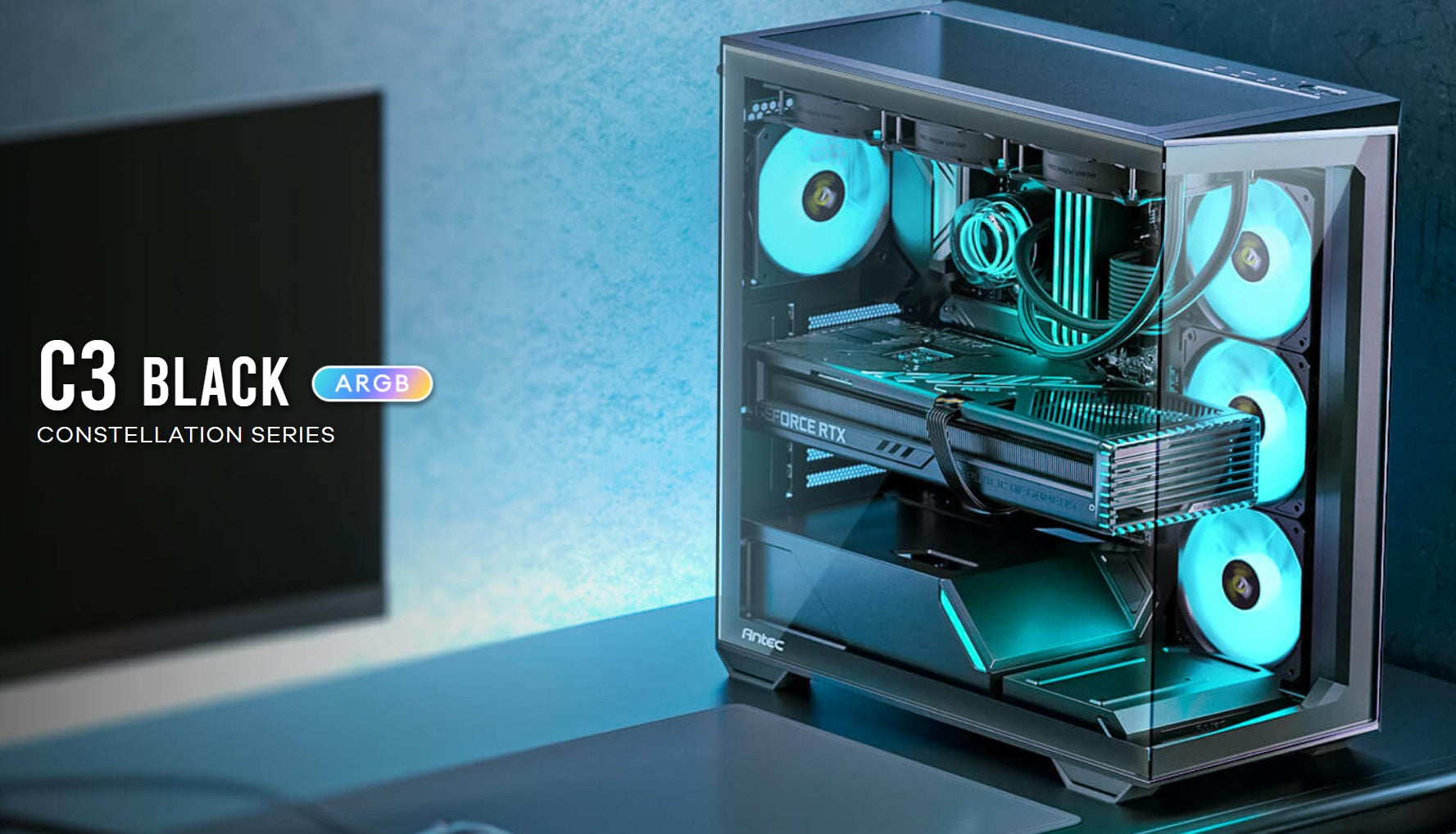 Antec C3 ARGB Black ATX Gaming PC Case | 270° Full View