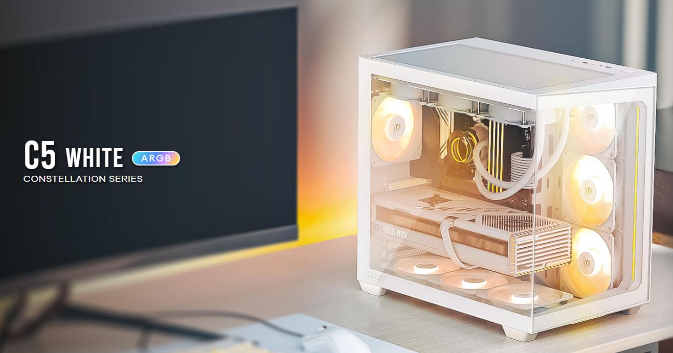 Antec C5 ARGB Black Gaming PC Case - 270° Panoramic Tempered Glass