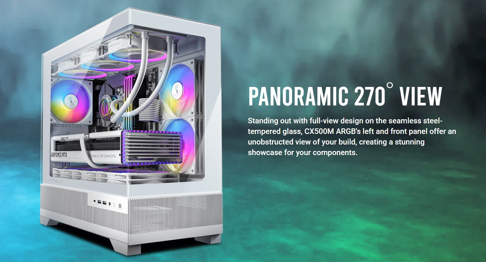 Antec CX500M Micro-ATX Gaming PC Case | Tempered Glass & ARGB Fans