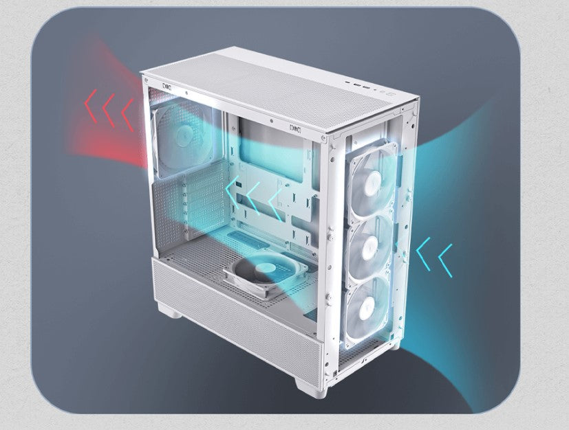 Antec FLUX White Mid-Tower PC Case - Birch Trim, Amazing Airflow