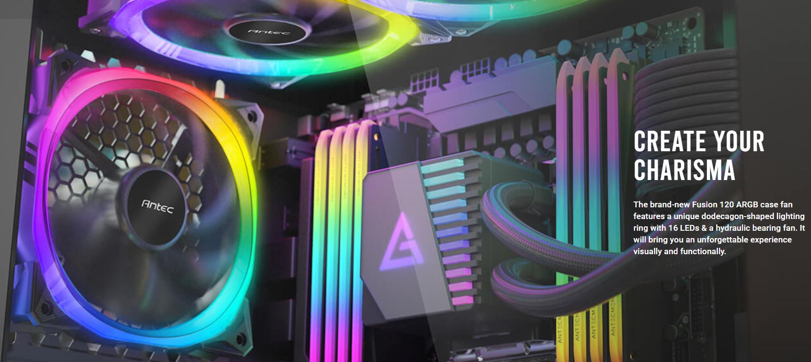 Fusion 120 ARGB 120mm Fan | Unique RGB Lighting & Quiet PC Cooling