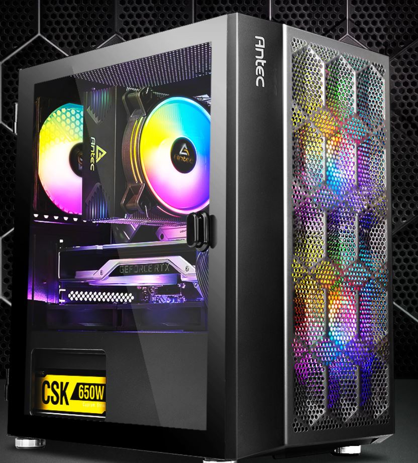 NX200M Micro-ATX Gaming PC Case | RGB Fans, Tempered Glass Antec
