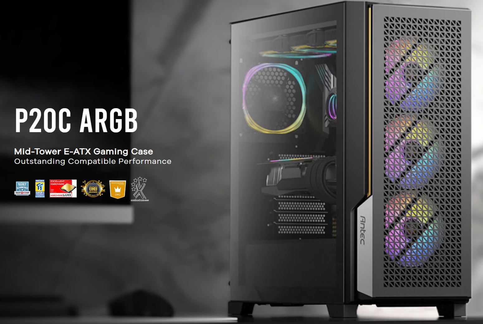 Antec P20C ARGB PC Case - High Airflow, RGB Fans & USB-C
