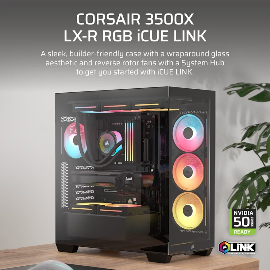 Corsair 3500X LX-R RGB Mid-Tower PC Case - iCUE LINK, Black