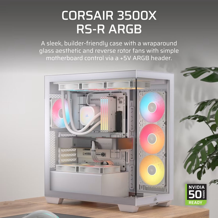 Corsair 3500X White ARGB Mid-Tower PC Case | Glass View & Cooling