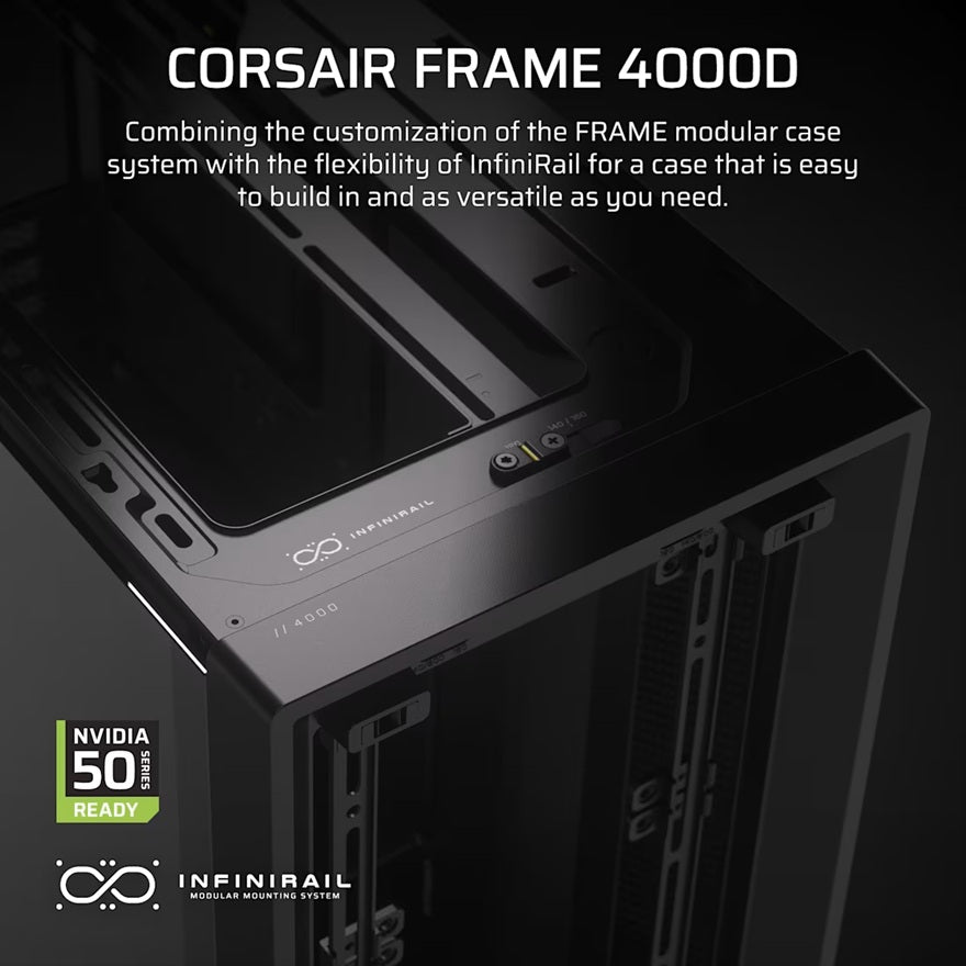 Corsair 4000D FRAME Black Mid-Tower PC Case - Modular ATX