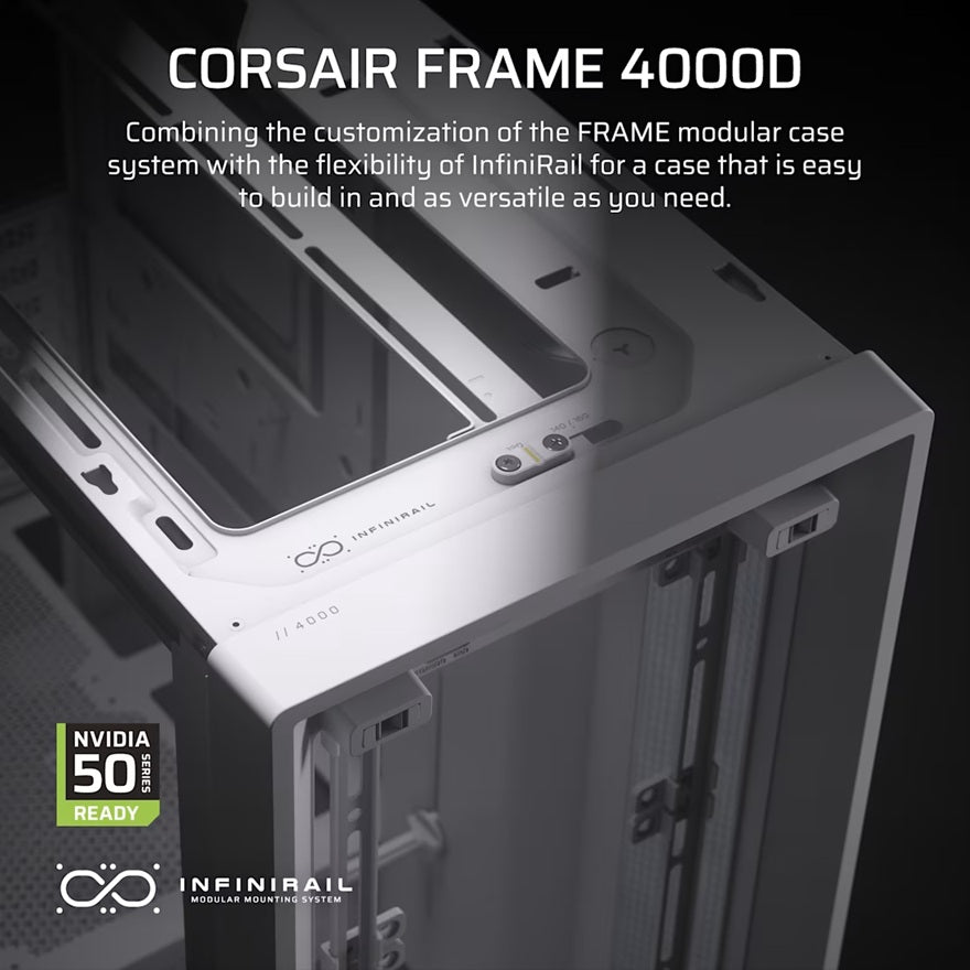 Corsair 4000D Frame White Mid-Tower ATX PC Case - Modular & Spacious