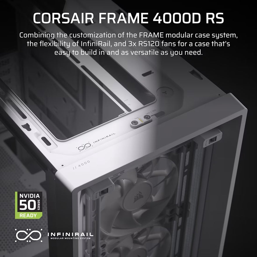 CORSAIR 4000D RS White Mid-Tower PC Case for Easy Builds