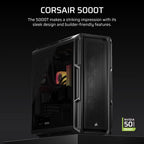 Corsair 5000T Black Mid-Tower PC Case - High Performance ATX Corsair