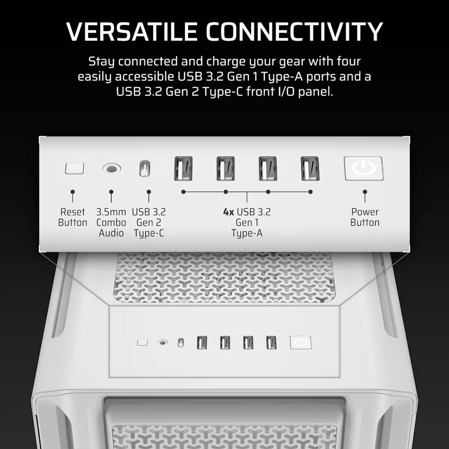 Corsair 5000T White Mid-Tower ATX PC Case - High Airflow & Custom Build Ready