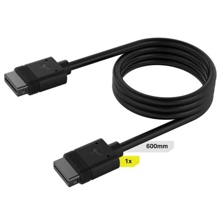Corsair iCUE LINK Cable, 1x 600mm with Straight connectors, Black(LS) CL-9011119-WW - CL-9011119-WW
