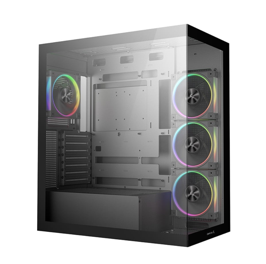 DeepCool CG580 4F v2 Panoramic ATX Mid-Tower Case, 4 x Pre Installed Fans Single Chamber, Support Up to 2x 360mm Radiators, Front 2x USB3.0 DEEPCOOL