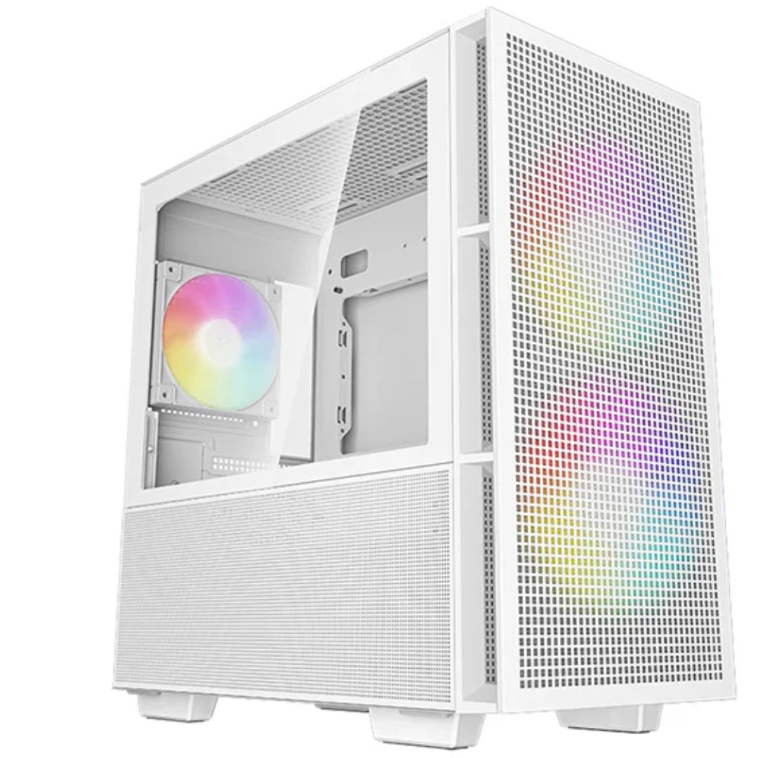 White M-ATX Gaming PC Case with ARGB & Tempered Glass