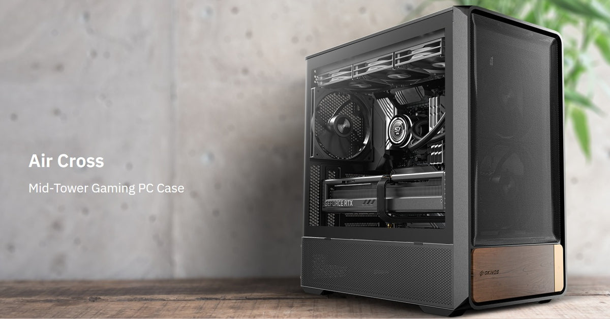 Air Cross Mid Tower Case: Optimal Airflow, BTF Support & Walnut Design OKINOS