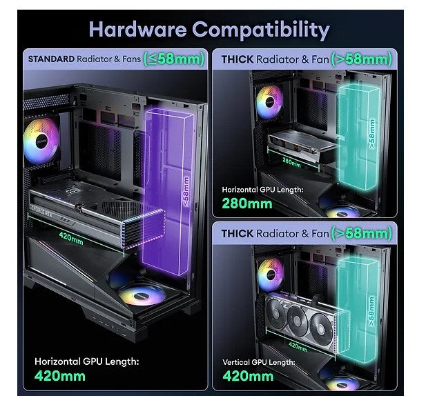 OKINOS Aqua 93 ARGB Tempered Glass Gaming PC Case OKINOS