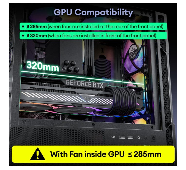 OKINOS MATX PC Case | 4 ARGB Fans, Tempered Glass, USB-C