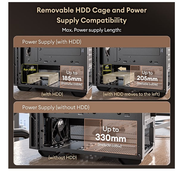 OKINOS Micro ATX PC Case - Elegant Walnut Wood & Type-C