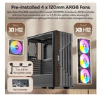 OKINOS Cypress 5 Oak Wood ATX PC Case | 4 ARGB Fans, Great Airflow