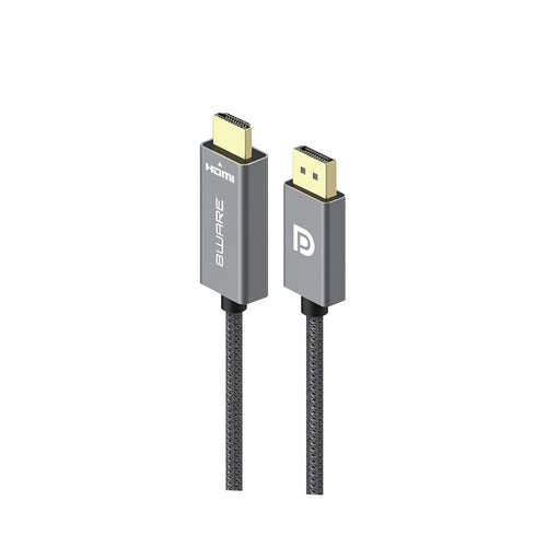 8ware 2m DisplayPort to HDMI 1.4v 1080p Braided Cable for PC Monitor 