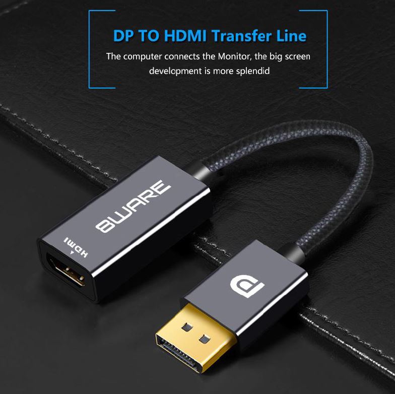 8ware DisplayPort DP to HDMI Adapter Cable 15cm - 1080P PC/Laptop to TV 