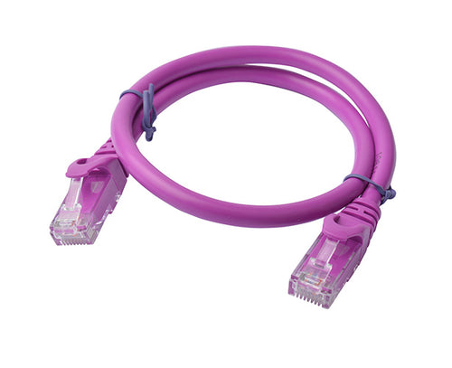 8Ware CAT6A Ethernet Patch Cable 0.5m (50cm) - Purple Snagless RJ45 