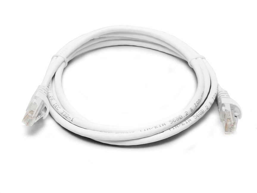 8Ware CAT6A Ethernet Cable 2m - White Snagless Patch Cord 