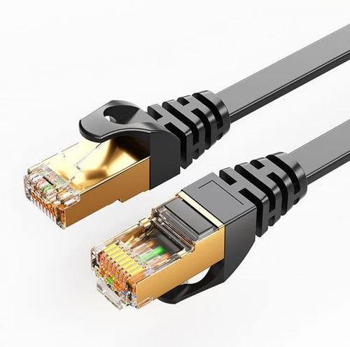 8Ware CAT7 Ethernet Cable 1m - Black Flat Snagless Patch Cord 