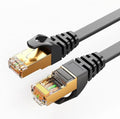 8Ware CAT7 Flat Ethernet Cable 2m Black - High-Speed RJ45 Patch Cord 