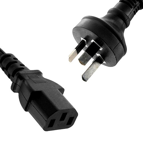 AU Power Cable 2m - IEC C13 for PC, Monitor & Laptop Adapters 