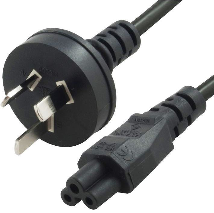 8ware 1m AU Laptop Power Cord - 3-Pin C5 Cloverleaf Cable Black 