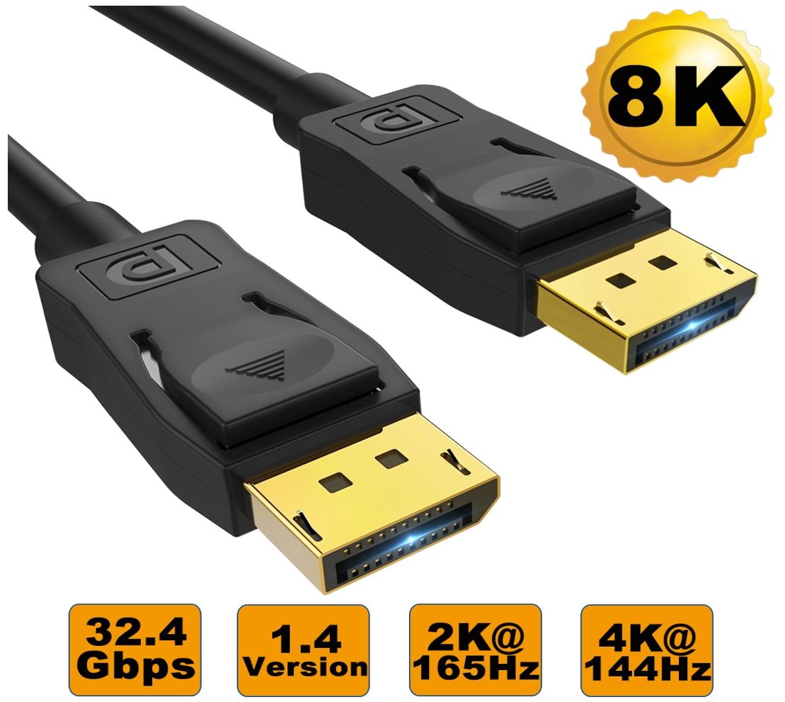 8Ware 3m Ultra 8K DisplayPort 1.4 Cable - 4K 144Hz Gaming & UHD