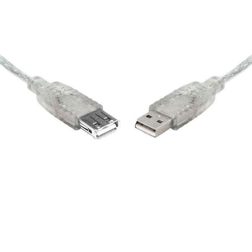 8Ware USB 2.0 Extension Cable 1m - Transparent Metal Sheath 
